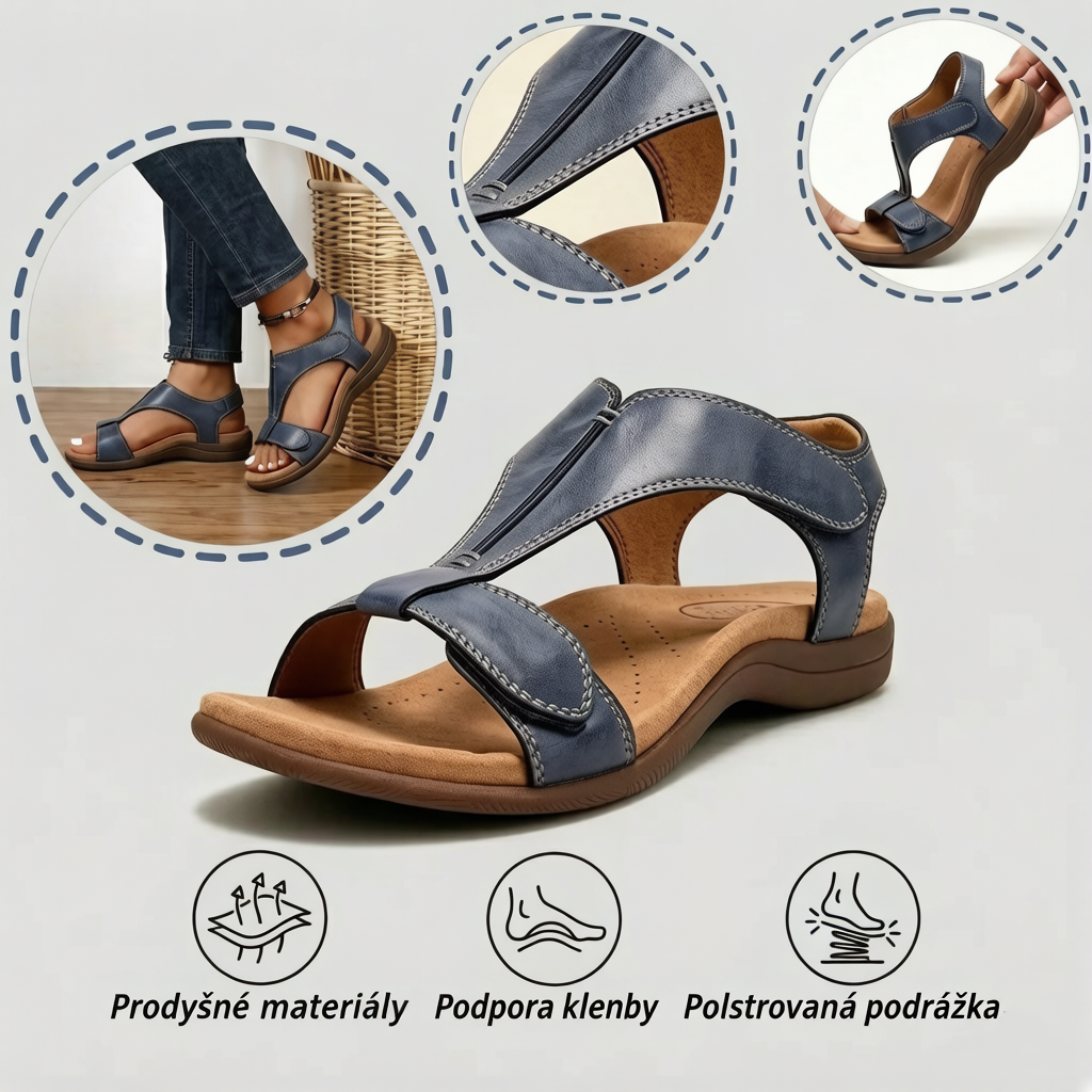 (🔥Letní speciál - Časově omezená sleva 50 %) Klasické letní dámské ortopedické sandály, které kombinují oporu a prodyšnost✅ Snižují tlak při chůzi, takže chůze je snazší a pohodlnější.