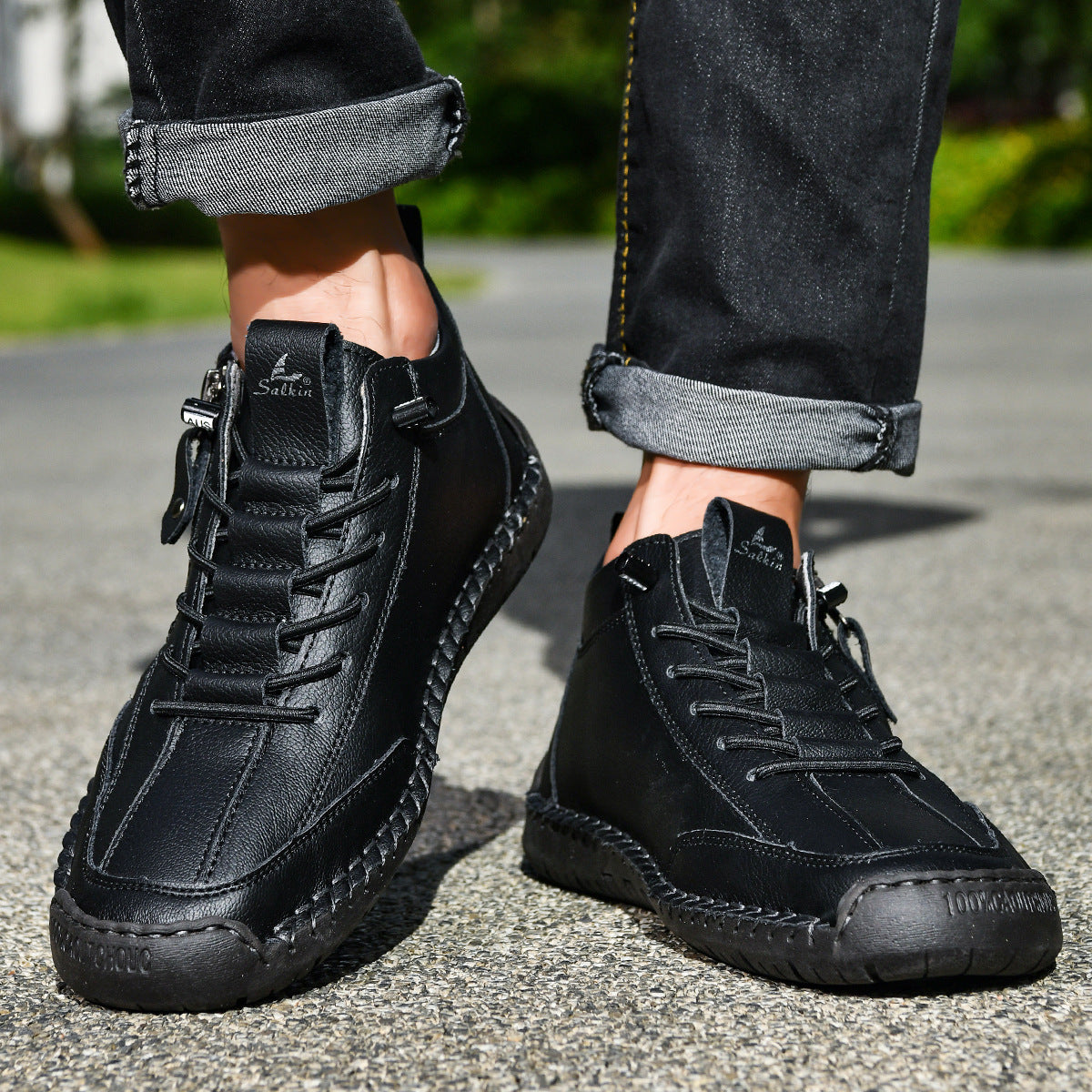 (🔥 Sleva 50 % – Nenechte si to ujít!) Kožené boty „Zero Fatigue“: Boční zip, podpora klenby a protiskluzová podrážka – Ergonomický design zmírňuje únavu.