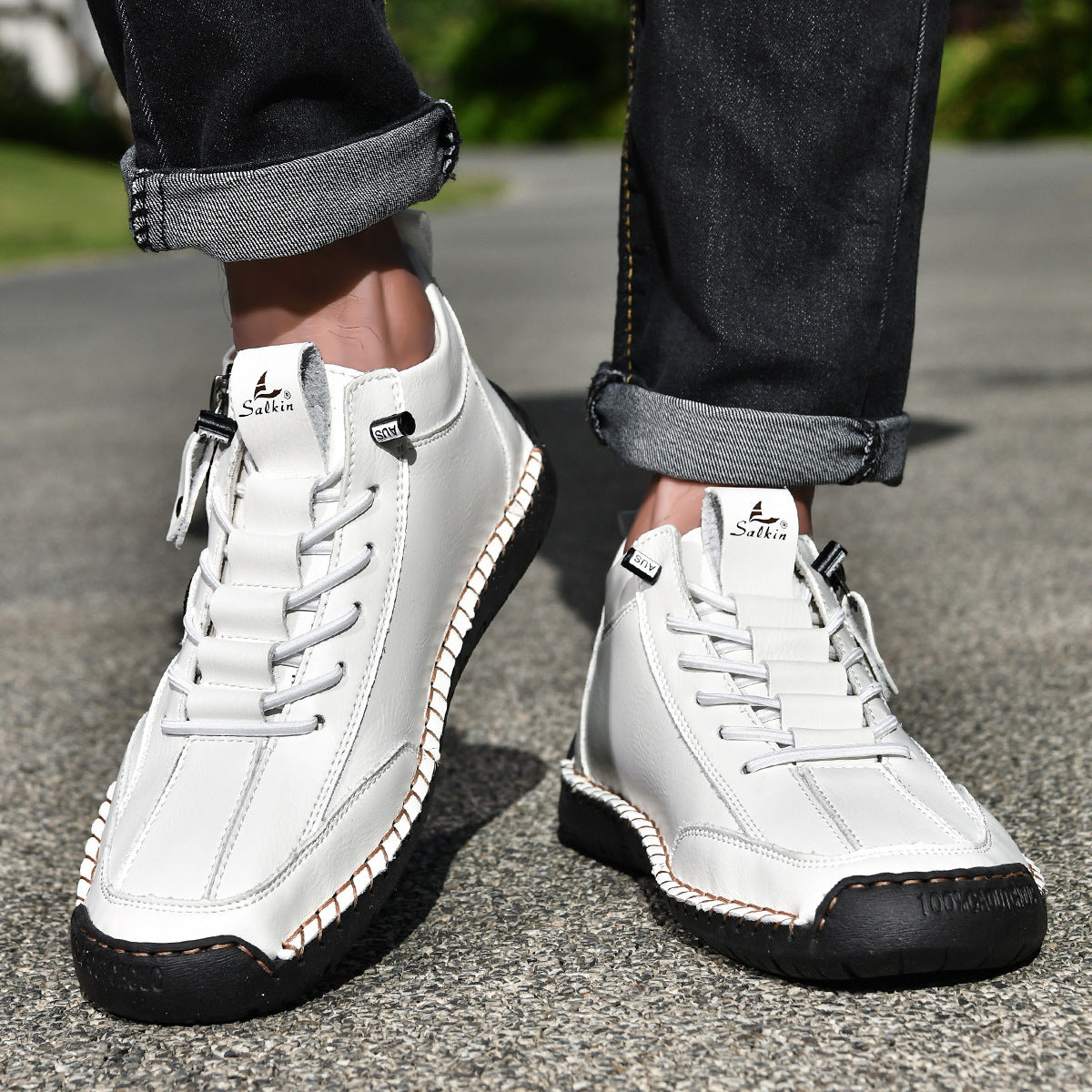 (🔥 Sleva 50 % – Nenechte si to ujít!) Kožené boty „Zero Fatigue“: Boční zip, podpora klenby a protiskluzová podrážka – Ergonomický design zmírňuje únavu.