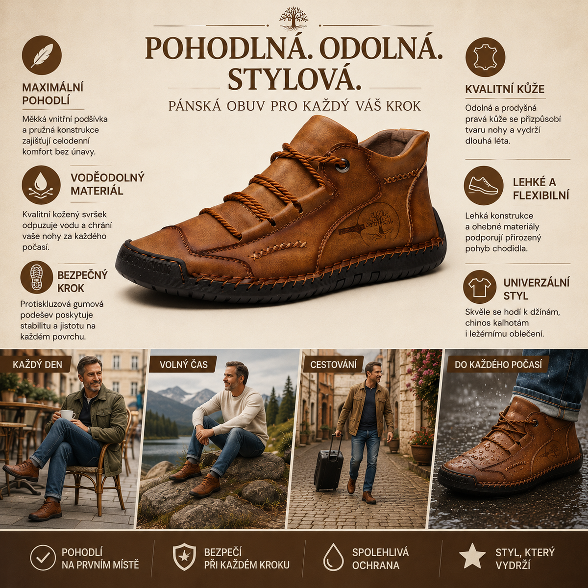 【⏰Dnes sleva 70 % - Končí brzy🔥】Protiskluzové a nepromokavé turistické boty Wrapmio® - Vyrobené z italské hovězí kůže, s konstrukcí pro podporu klenby, pohodlné a odolné, zmírňují nepohodlí nohou!