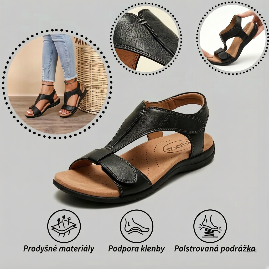 (🔥Letní speciál - Časově omezená sleva 50 %) Klasické letní dámské ortopedické sandály, které kombinují oporu a prodyšnost✅ Snižují tlak při chůzi, takže chůze je snazší a pohodlnější.