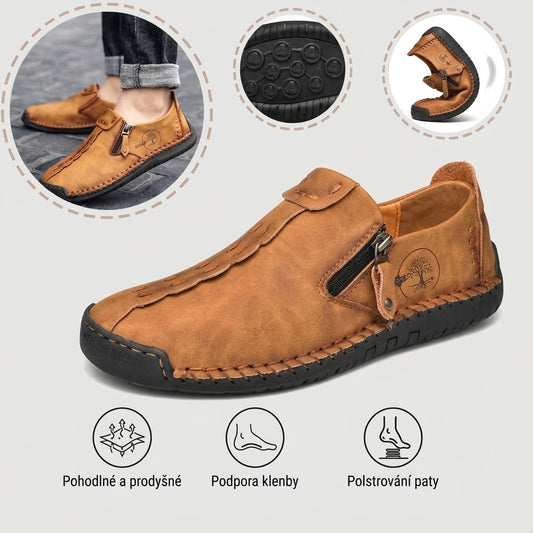 🐂 Pánské boty z telecí kůže, vyrobené v Austrálii 👞 Ručně šité, snadno se nazouvají a vyzouvají ✅ Podpora klenby, zmírnění bolesti – pohodlná chůze