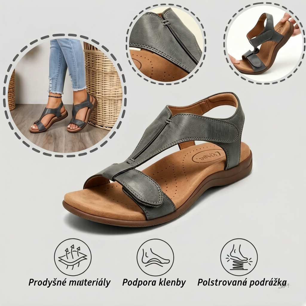 (🔥Letní speciál - Časově omezená sleva 50 %) Klasické letní dámské ortopedické sandály, které kombinují oporu a prodyšnost✅ Snižují tlak při chůzi, takže chůze je snazší a pohodlnější.