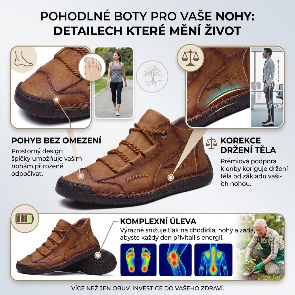 【⏰Dnes sleva 70 % - Končí brzy🔥】Protiskluzové a nepromokavé turistické boty Wrapmio® - Vyrobené z italské hovězí kůže, s konstrukcí pro podporu klenby, pohodlné a odolné, zmírňují nepohodlí nohou!