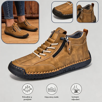 (🔥 Sleva 50 % – Nenechte si to ujít!) Kožené boty „Zero Fatigue“: Boční zip, podpora klenby a protiskluzová podrážka – Ergonomický design zmírňuje únavu.