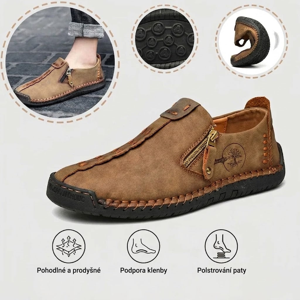 🐂 Pánské boty z telecí kůže, vyrobené v Austrálii 👞 Ručně šité, snadno se nazouvají a vyzouvají ✅ Podpora klenby, zmírnění bolesti – pohodlná chůze